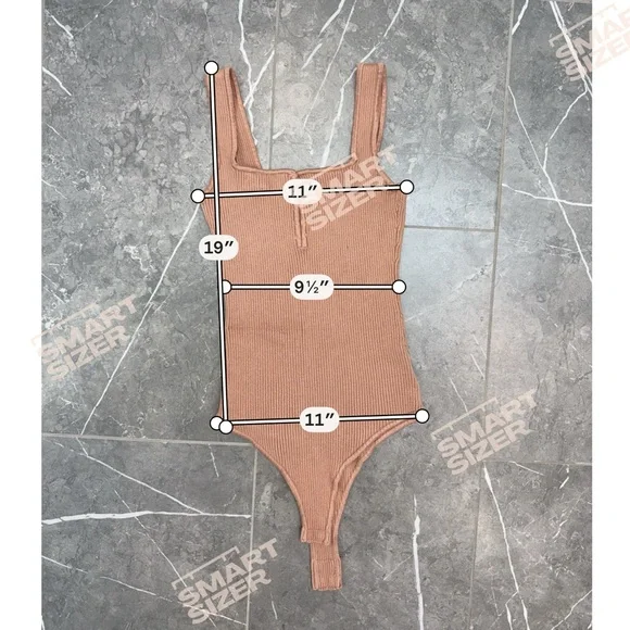And Now This Tan Ribbed Square Neck Bodysuit Women’s Size S - Picture 6 of 6